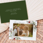 Elegant Winter Greenery Holiday Card<br><div class="desc">Spread some holiday cheer with this photo Christmas card featuring a frame design of watercolor Christmas greenery with Poinsettia,  Christmas berries and white roses.</div>