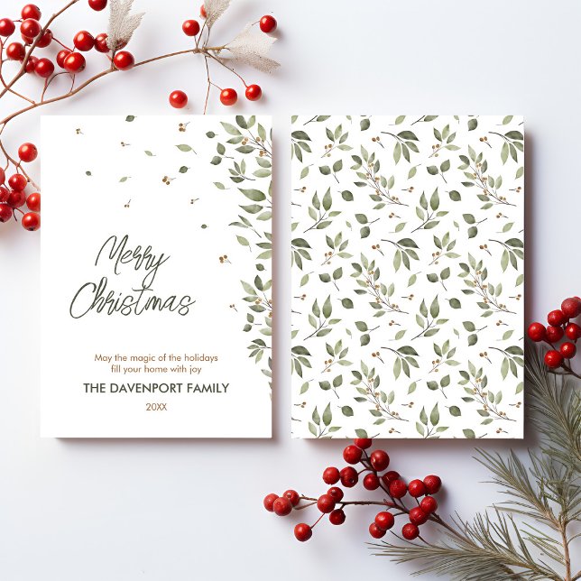 Elegant Winter Greenery Holiday Card (Creator Uploaded)