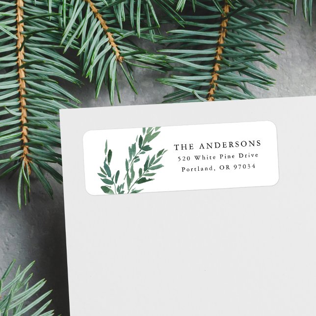 Elegant Winter Greenery Holiday Return Address Return Address Label (Creator Uploaded)