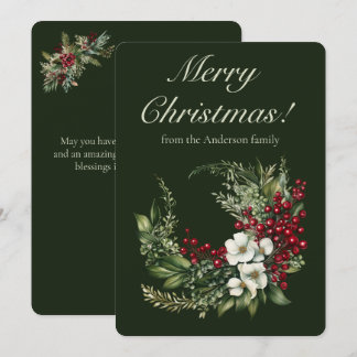 Elegant Winter Greenery Merry Christmas Non Photo Holiday Card