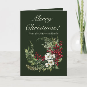 Elegant Winter Greenery Merry Christmas Non Photo Holiday Card