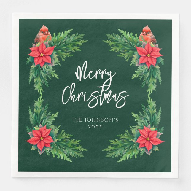 Elegant Winter Greenery Napkin (Front)