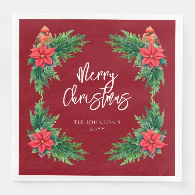 Elegant Winter Greenery Napkin (Front)