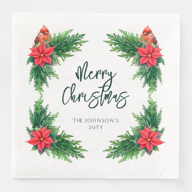 Elegant Winter Greenery Napkin (Front)