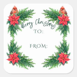 Elegant Winter Greenery Square Sticker