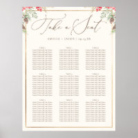 Elegant Winter Greenery Wedding Seating Chart