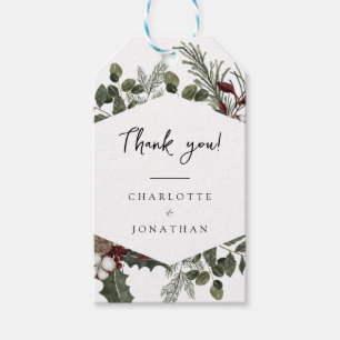Elegant Winter Greenery Wedding Thank You Tags
