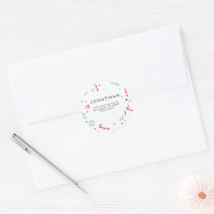 Elegant Winter Holiday Address  Classic Round Sticker