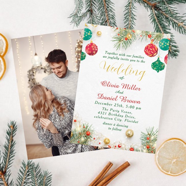 Elegant Winter holiday Christmas Wedding Invitation (Creator Uploaded)