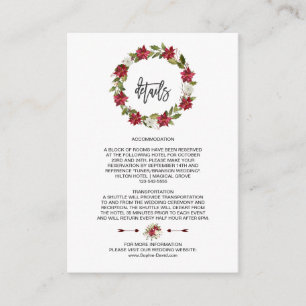 Elegant Winter Holiday Poinsettia Wedding Details Enclosure Card