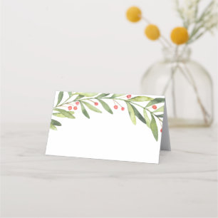 Elegant Winter Holly Christmas Dinner Place Cards