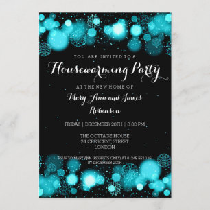 Elegant Winter Housewarming Party Turquoise Invitation