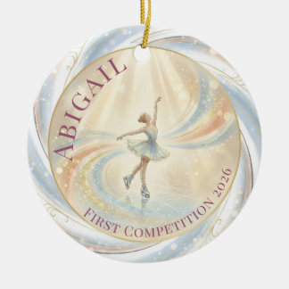 Elegant Winter Ice Skating Birthday  Ceramic Ornament