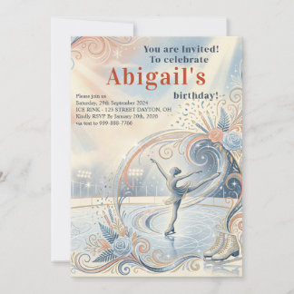 Elegant Winter Ice Skating Birthday Invitation 