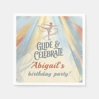 Elegant Winter Ice Skating Birthday Invitation Napkin