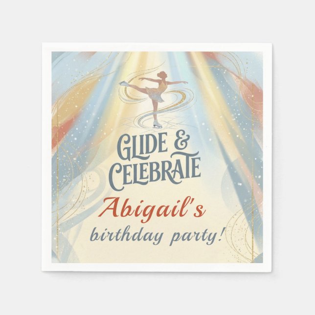 Elegant Winter Ice Skating Birthday Invitation  Napkin (Front)