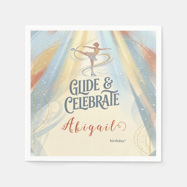 Elegant Winter Ice Skating Birthday Invitation  Napkin (Front)