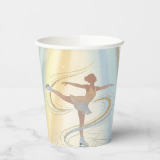 Elegant Winter Ice Skating Birthday Invitation Paper Cups