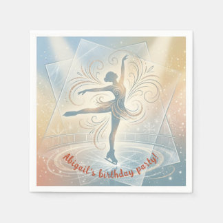 Elegant Winter Ice Skating Birthday Napkin