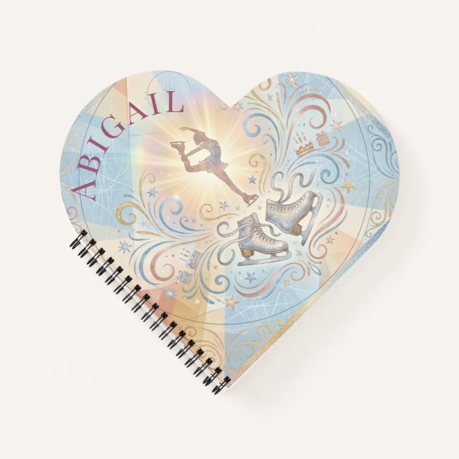 Elegant Winter Ice Skating Birthday  Notebook (Front)