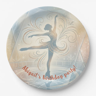 Elegant Winter Ice Skating Birthday Paper Plate