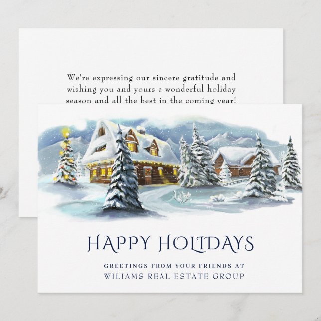 Elegant Winter Land Christmas Corporate Greeting Holiday Card (Front/Back)