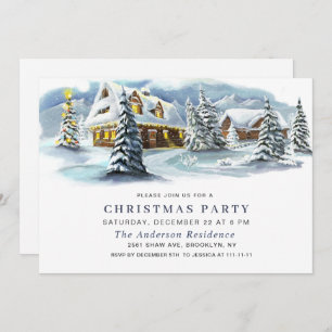 Elegant Winter Landscape Holiday Christmas Party Invitation
