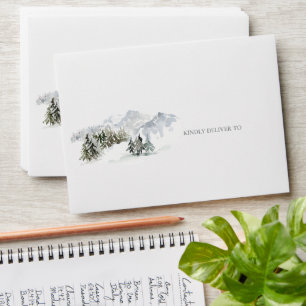 Elegant Winter Mountain Christmas Envelope