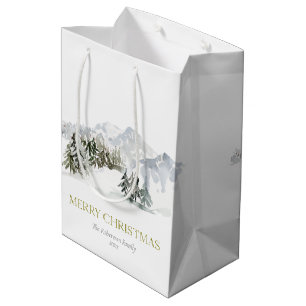 Elegant Winter Mountain Christmas Medium Gift Bag