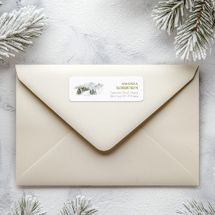 Elegant Winter Mountain Christmas Return Address Label