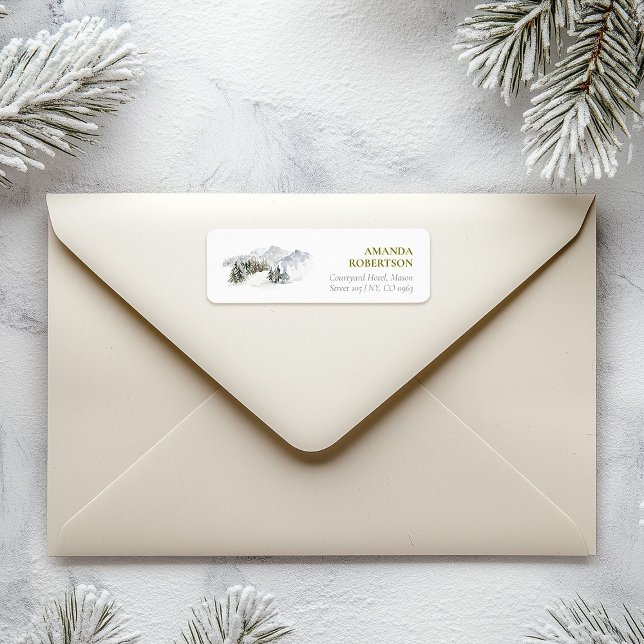 Elegant Winter Mountain Christmas Return Address Label (Creator Uploaded)
