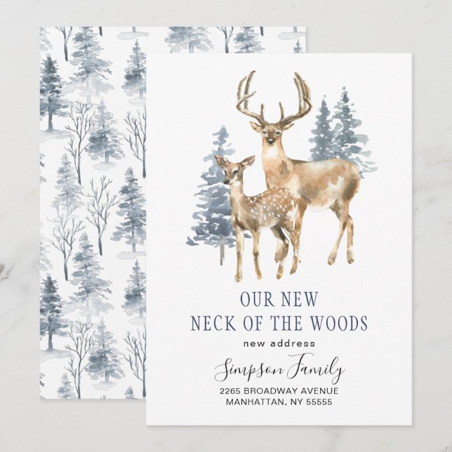 Elegant Winter New Neck of the Woods Moving Announcement (Front/Back)