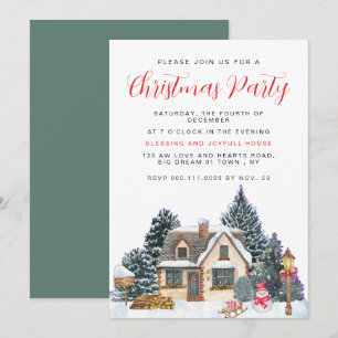 Elegant Winter Nostalgic Vintage Christmas Party Invitation