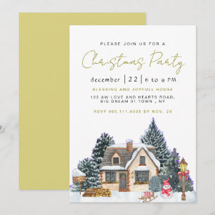 Elegant Winter Nostalgic Vintage Christmas Party Invitation