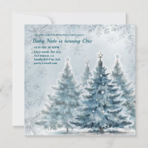 Elegant Winter Onederland 1st Birthday Invitation