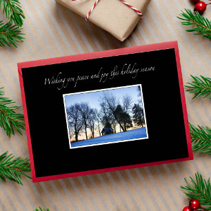Elegant Winter Peace And Joy Christmas Card