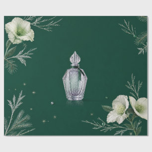 Elegant Winter Perfume Christmas Emerald Wrapping Paper