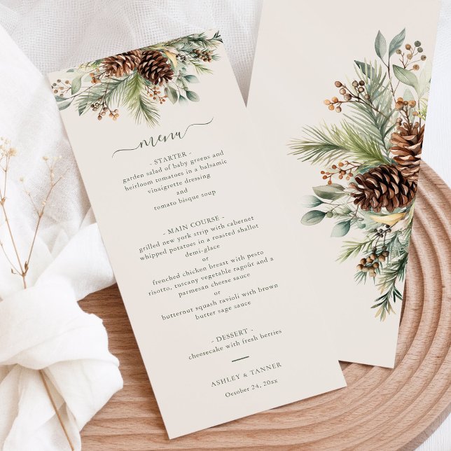 Elegant Winter Pine Greenery Wedding  Menu (Creator Uploaded)
