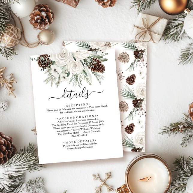 Elegant Winter Pine Wedding Enclosure Card (Creator Uploaded)