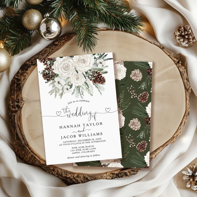 Elegant Winter Pine Wedding  Invitation (Creator Uploaded)