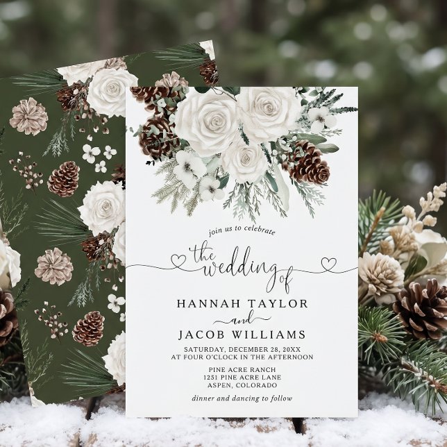 Elegant Winter Pine Wedding  Invitation (Creator Uploaded)