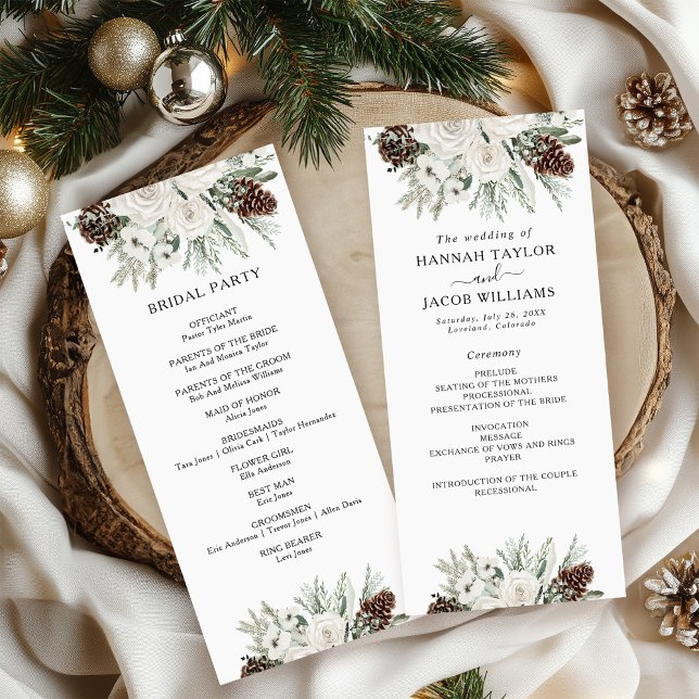 Elegant Winter Pine Wedding Program (Creator Uploaded)