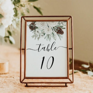 Elegant Winter Pine Wedding  Table Number