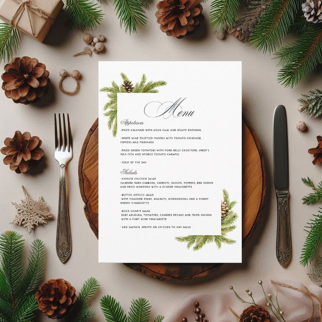Elegant Winter Pines Christmas Wedding Charm Menu (Elegant Winter Pines Christmas Wedding Charm Menu)