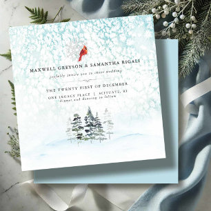 Elegant Winter Pines Mountain Wedding Invitation