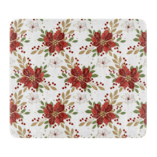 Elegant Winter Poinsettia Floral Pattern Cutting Board