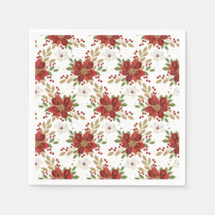 Elegant Winter Poinsettia Floral Pattern Napkin