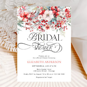 Elegant Winter Red and Green Bridal Shower Invitation