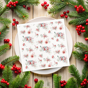 Elegant Winter Red Floral Baby Shower Napkin