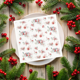 Elegant Winter Red Floral Bridal Shower Napkin